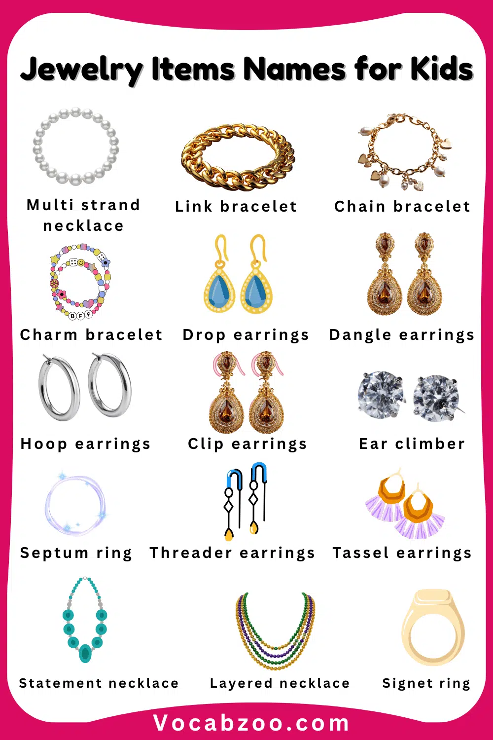 75 Jewelry Items Names in English and Pictures