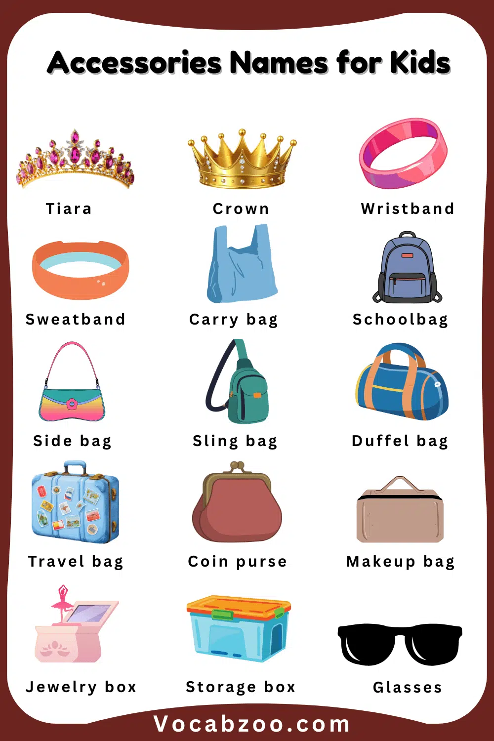 90 Accessories Names for Kids in English and Pictures