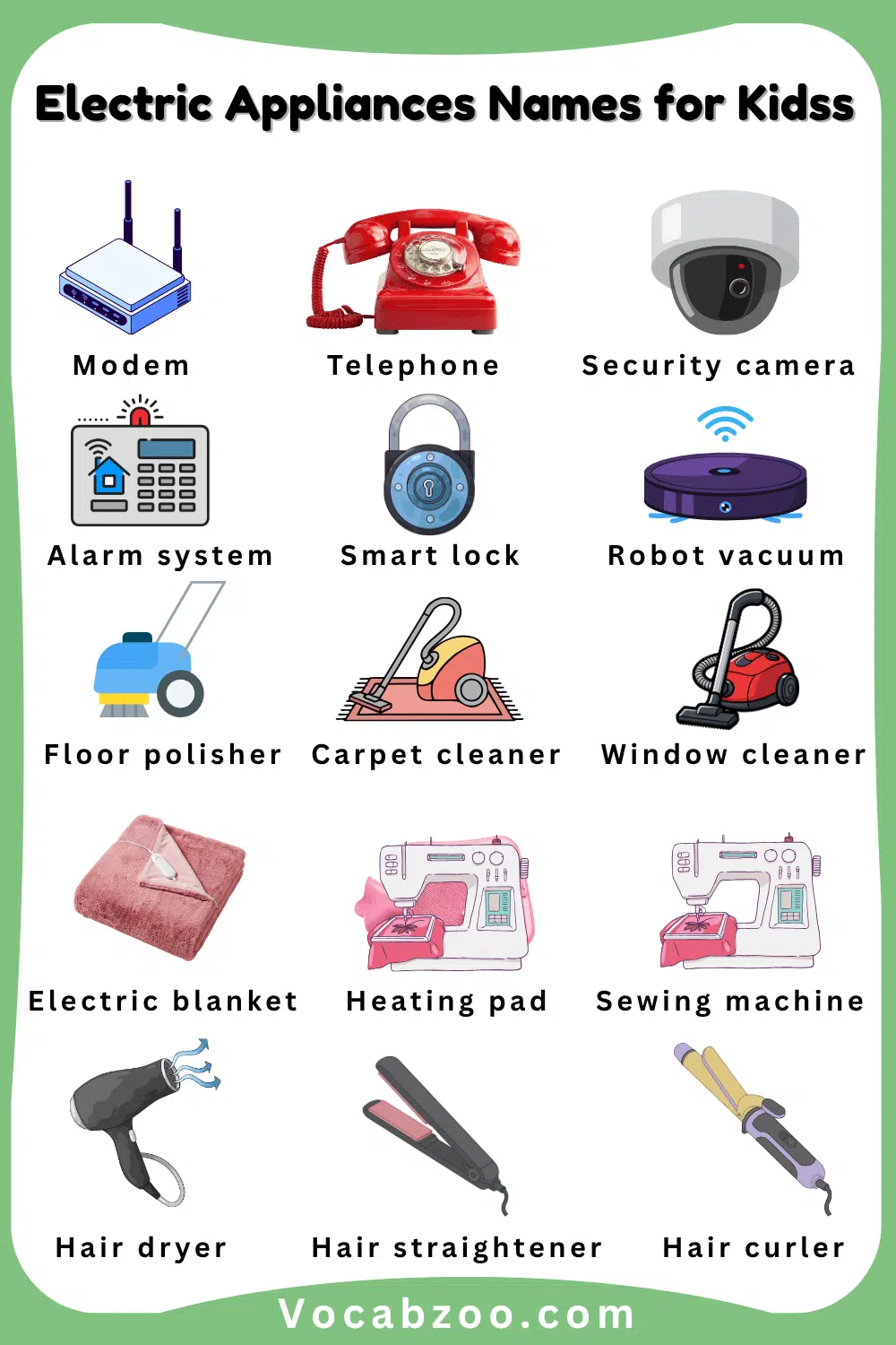 90 Electric Appliances Names for Kids in English and Pictures