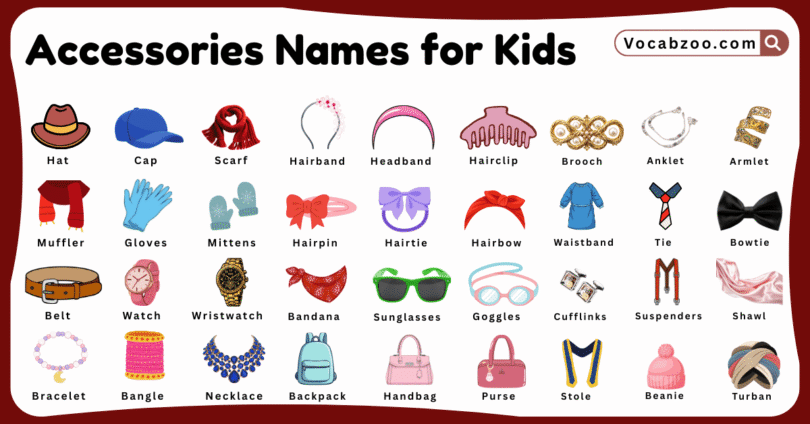 Accessories Names for Kids in English with Pictures