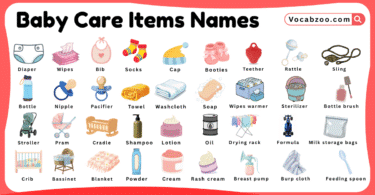 Baby Care Items Names for Kids in English with Pictures