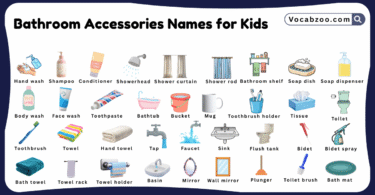 Bathroom Accessories Names for Kids in English with Pictures