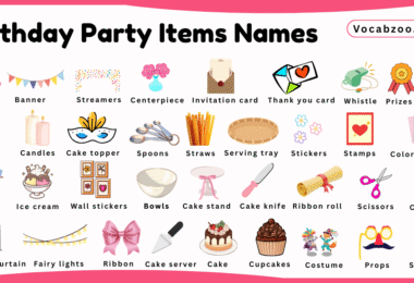 15 Names of Birthday Party Items for Kids and Pictures