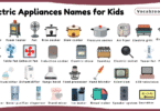 Electric Appliances Names for Kids in English with Pictures
