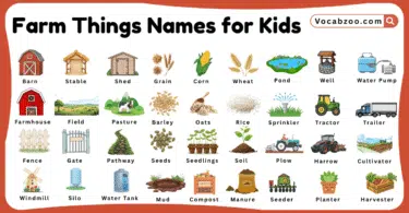 Farm Things Names for Kids in English with Pictures