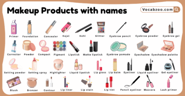 Full Makeup Products with names in English and Pictures