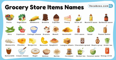 Grocery Store Items Names for Kids in English with Pictures