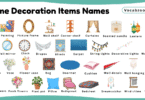 Home Decoration Items Names for Kids in English with Pictures
