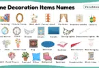 Home Decoration Items Names for Kids in English with Pictures