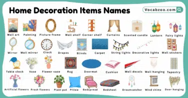 Home Decoration Items Names for Kids in English with Pictures