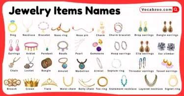 Jewelry Items Names for Kids in English with Pictures