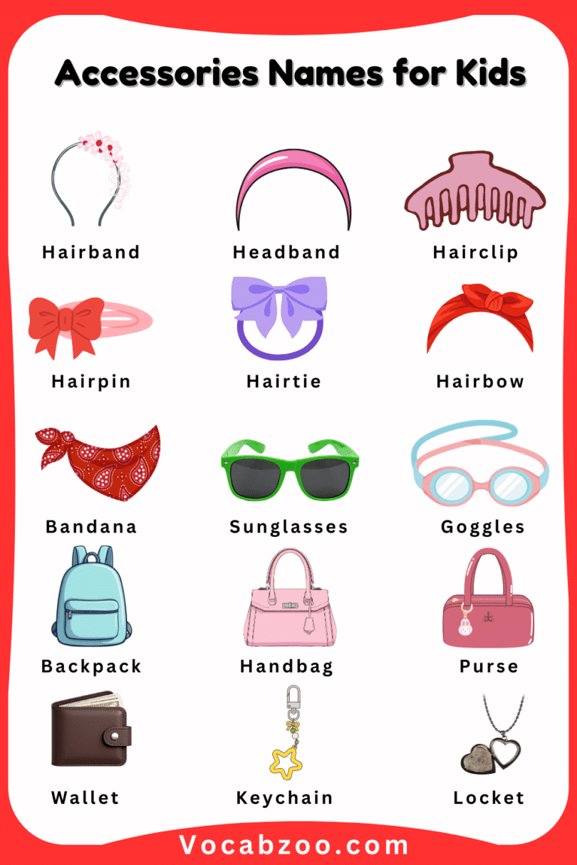 Accessories Names for Kids in English with Pictures - Vocabzoo