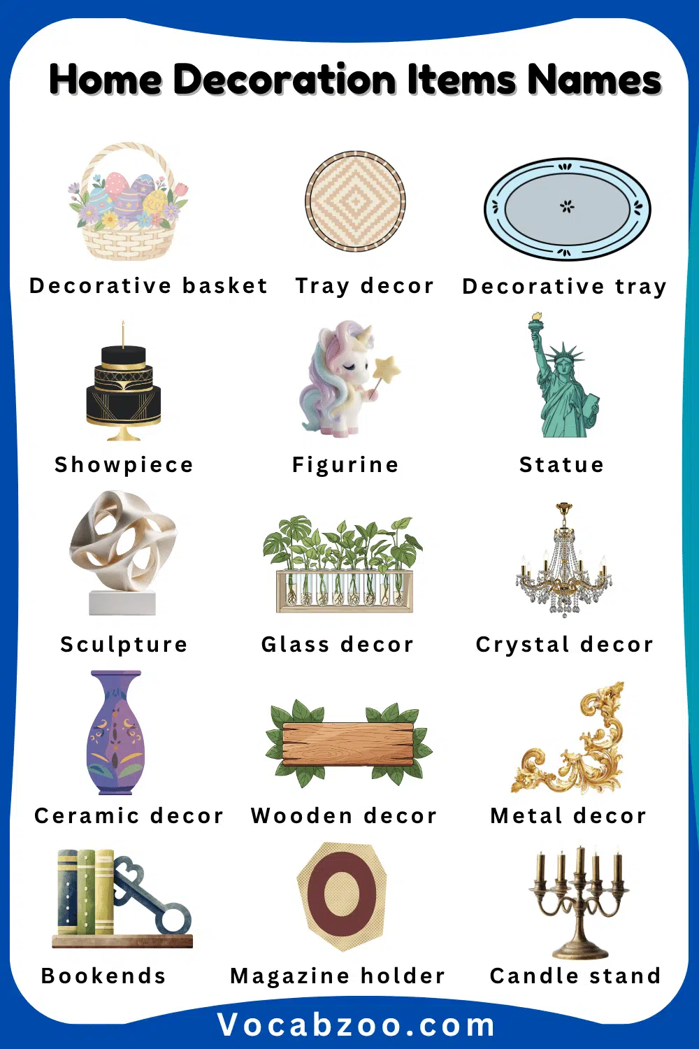 Learn Names of Home Decoration Item for Children with their Images