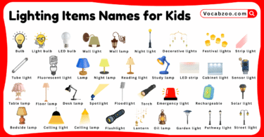 Lighting Items Names for Kids in English with Pictures