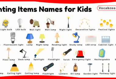 Lighting Items Names for Kids in English with Pictures