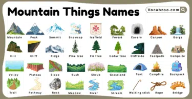 Mountain Things Names for Kids in English with Pictures