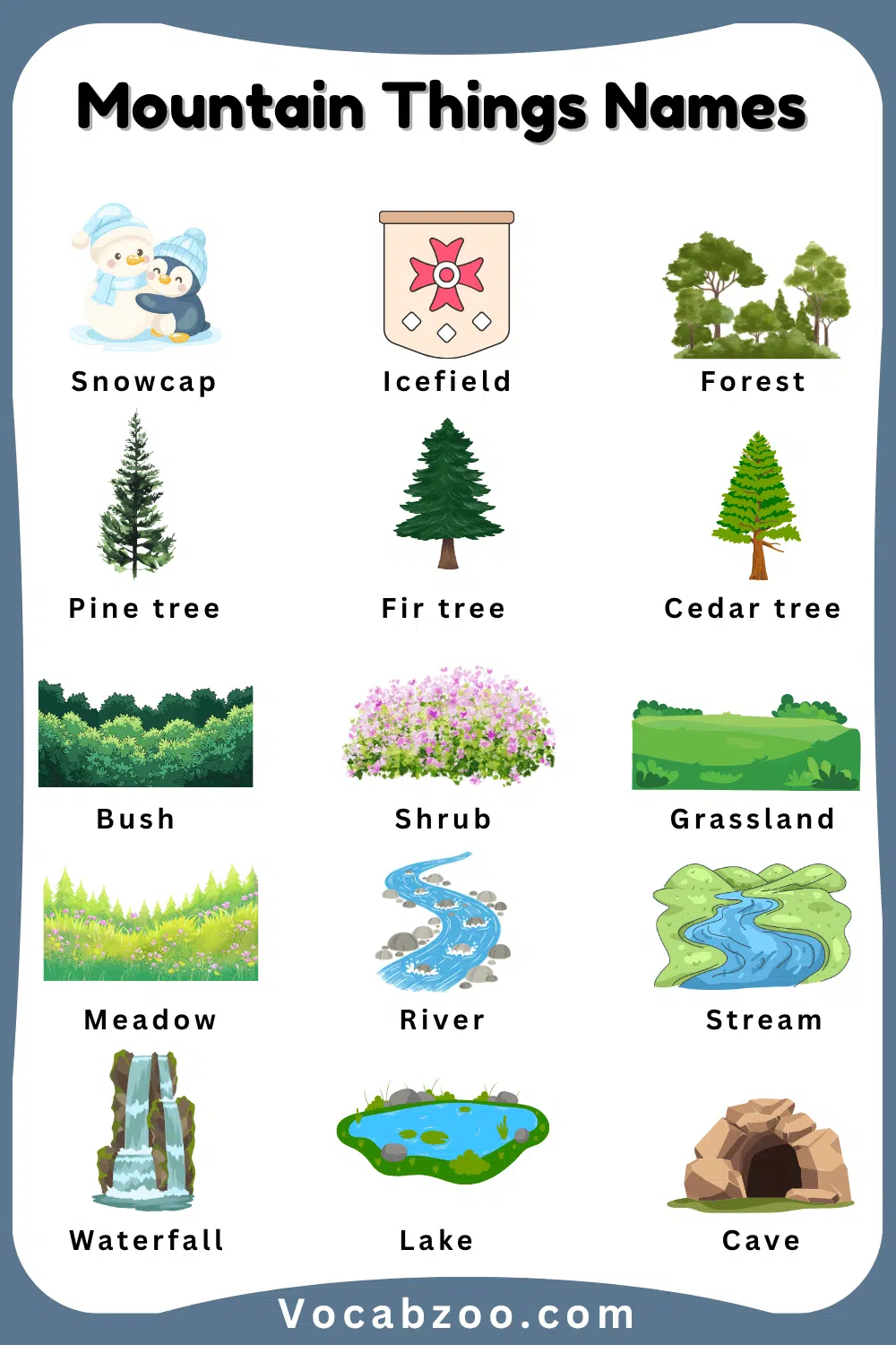Mountain Things for Child in English with Pictures