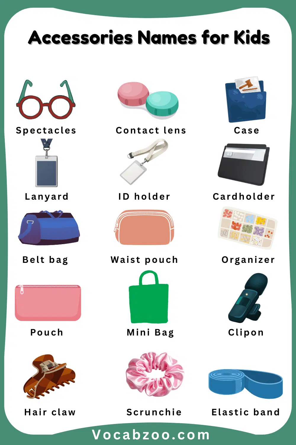 Names of Accessories for Kids with Pictures