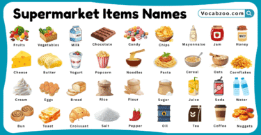 Supermarket Items Names for Kids in English with Pictures
