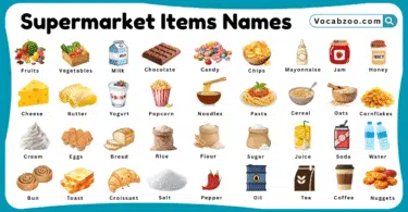 Supermarket Items Names for Kids in English with Pictures
