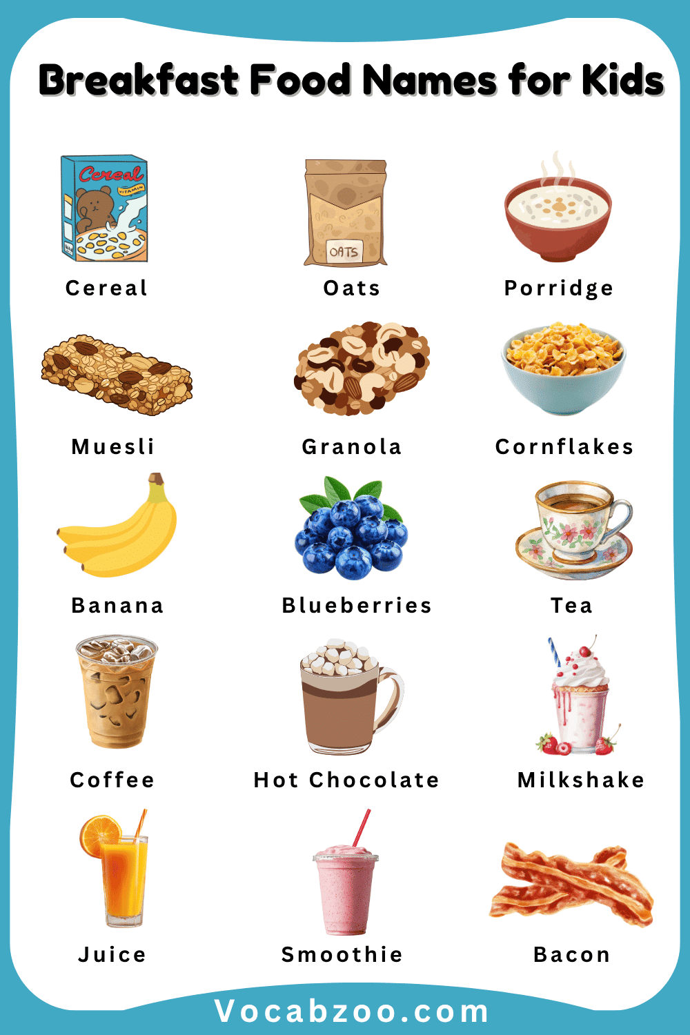 15 Names of Breakfast Food for Kids and Pictures