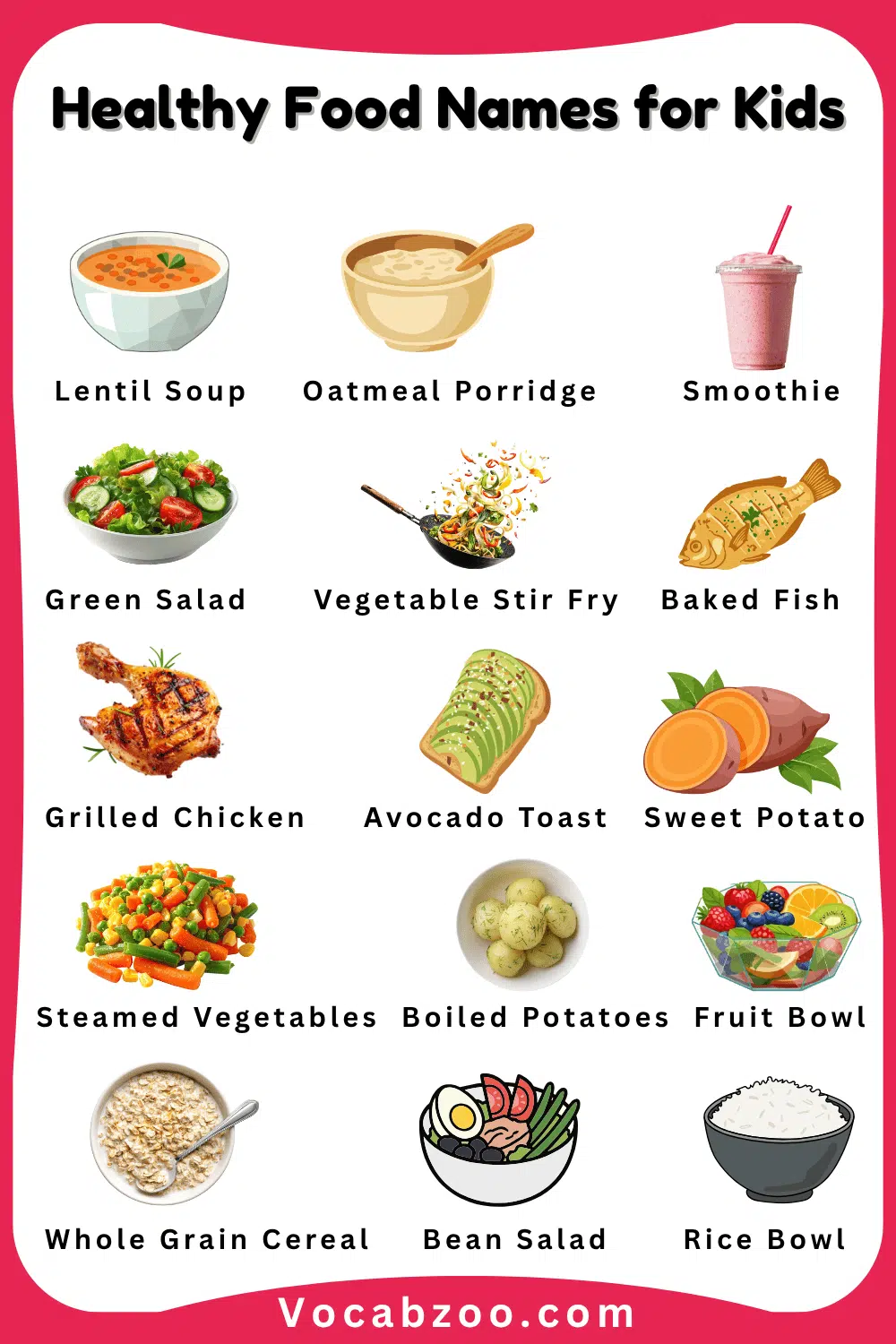 90 Healthy Food Names for Kids in English and Pictures
