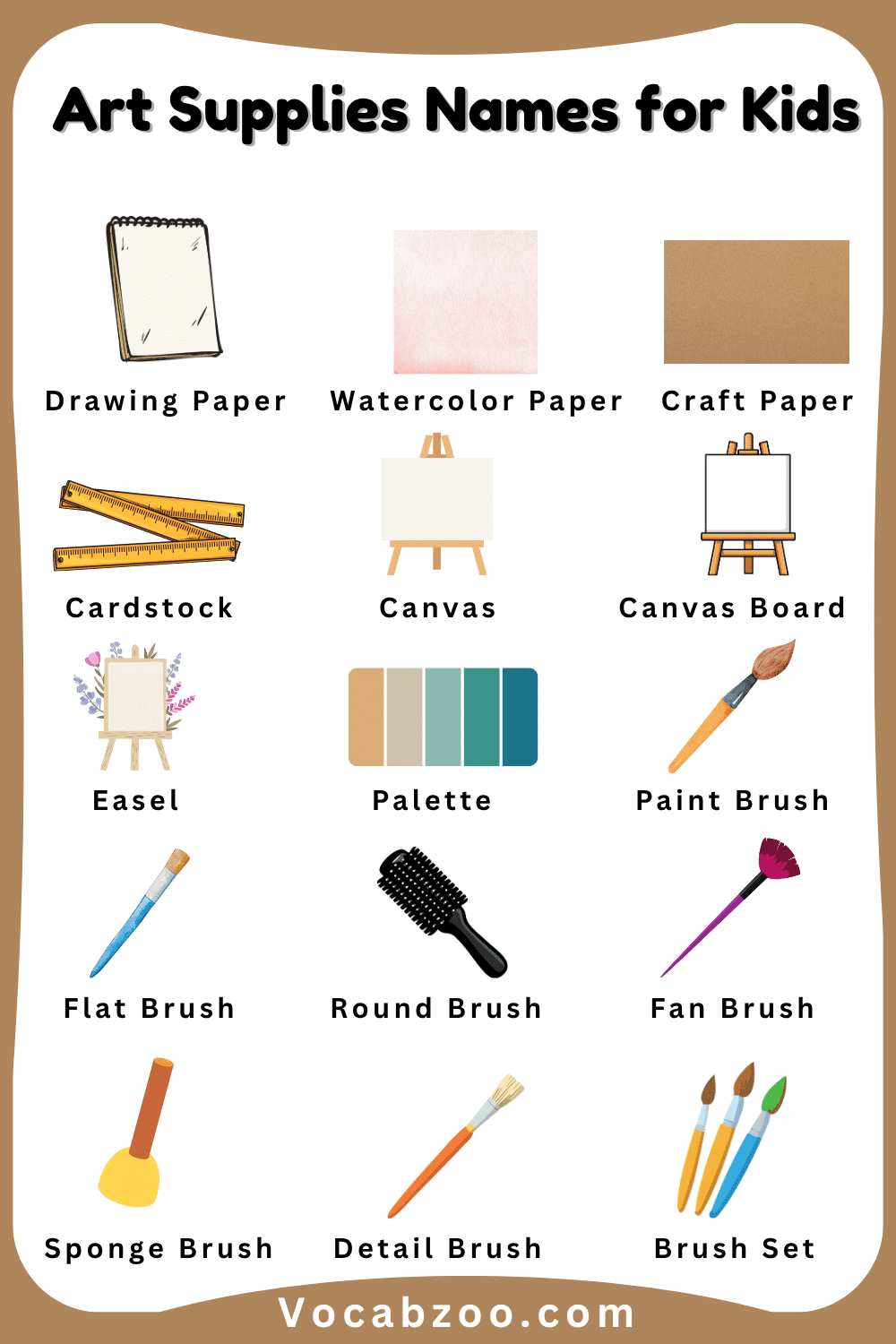 Art Supplies Name for Children and their Images