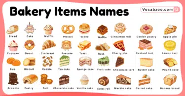Bakery Items Names for Kids in English with Pictures
