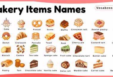 Bakery Items Names for Kids in English with Pictures