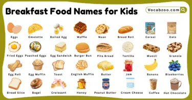 Breakfast Food Names for Kids in English with Pictures