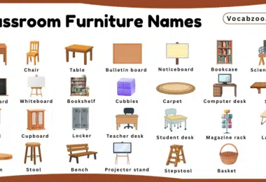 Classroom Furniture Names for Kids in English with Pictures