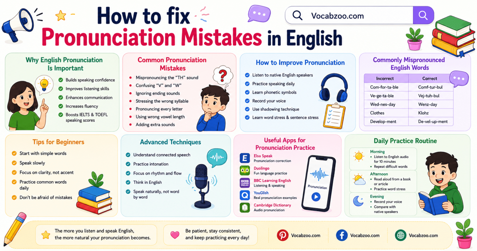 Common Pronunciation Mistakes in English and How to Fix Them - Vocabzoo