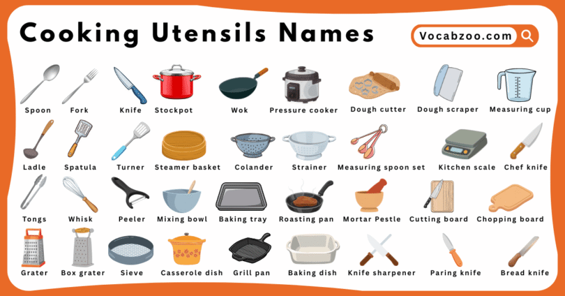 Cooking Utensils Names for Kids in English with Pictures