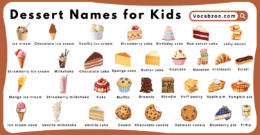 Dessert Names for Kids in English with Pictures
