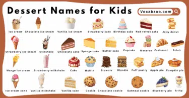 Dessert Names for Kids in English with Pictures