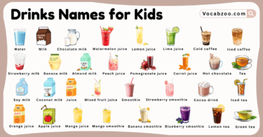 Drinks Names for Kids in English with Pictures