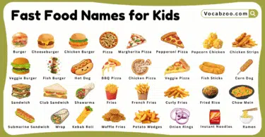 Fast Food Names for Kids in English with Pictures