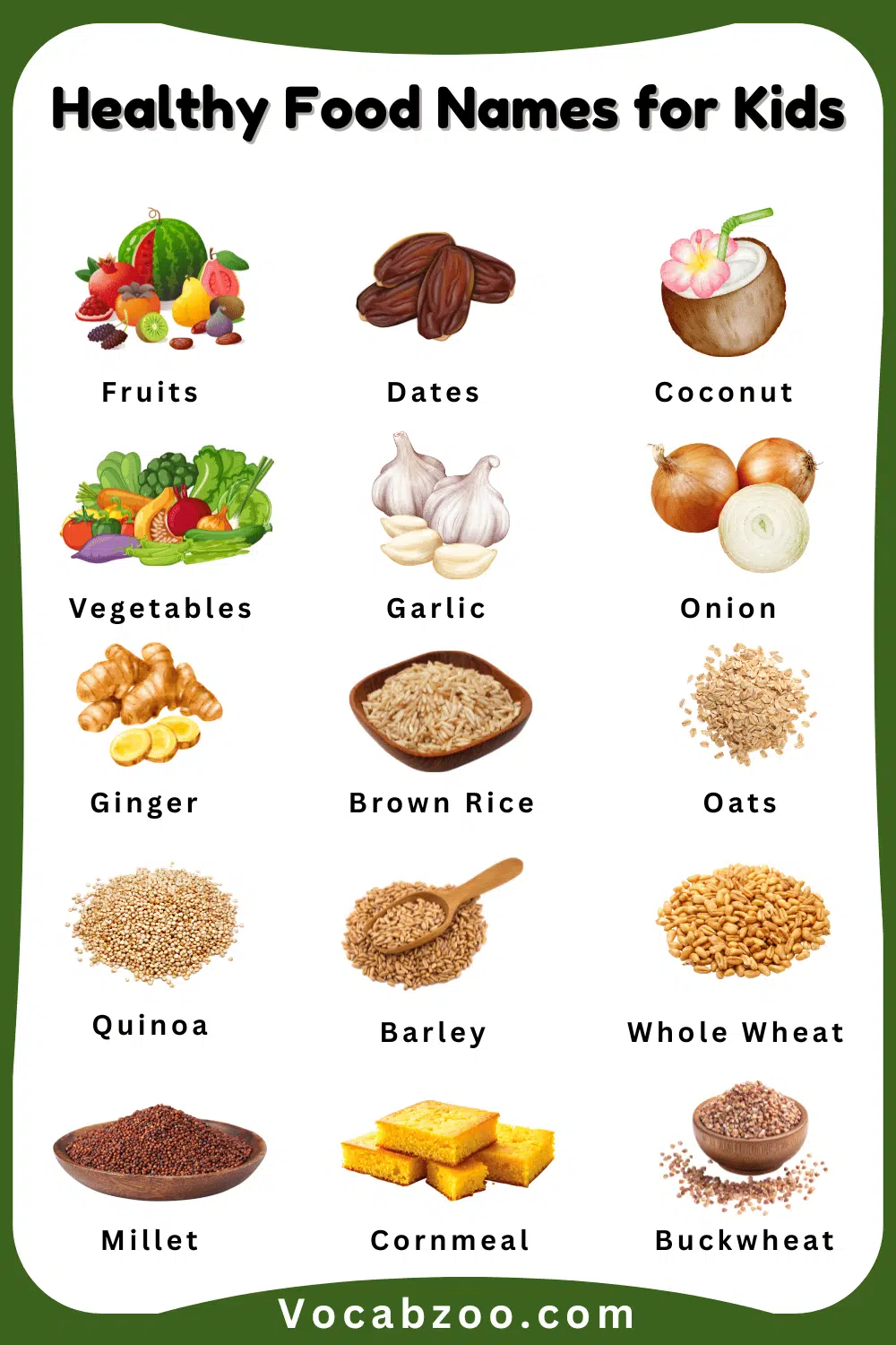 Healthy Food Names for Kids and Pictures