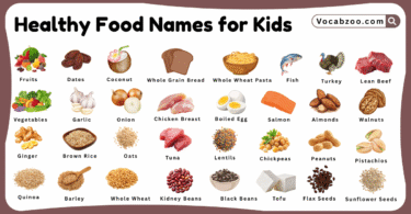 Healthy Food Names for Kids in English with Pictures