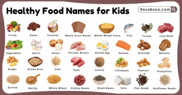 Healthy Food Names for Kids in English with Pictures