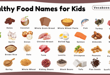 Healthy Food Names for Kids in English with Pictures