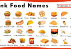 Junk Food Names for Kids in English with Pictures