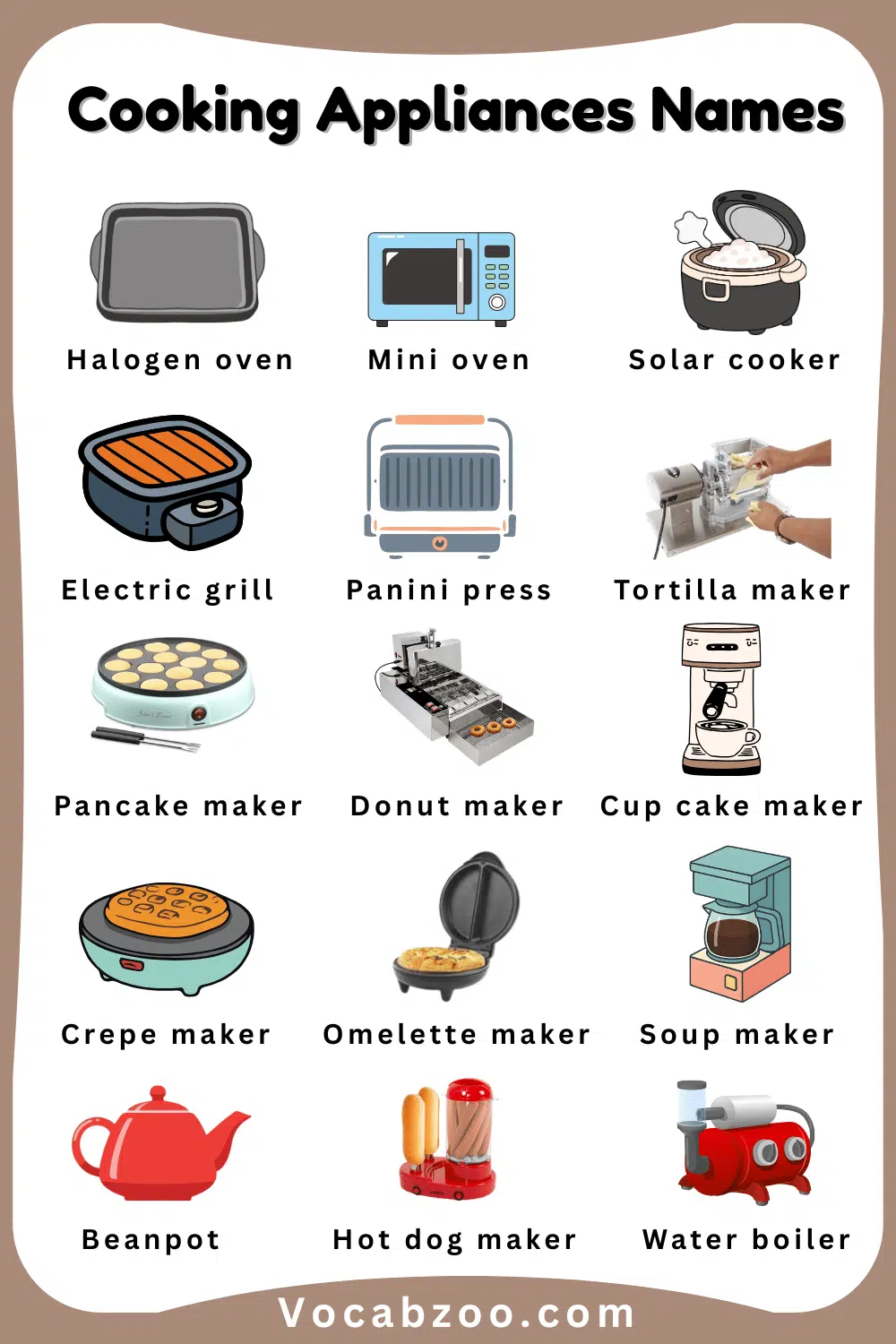 Learn Names of Cooking Appliances for Kids with Pictures