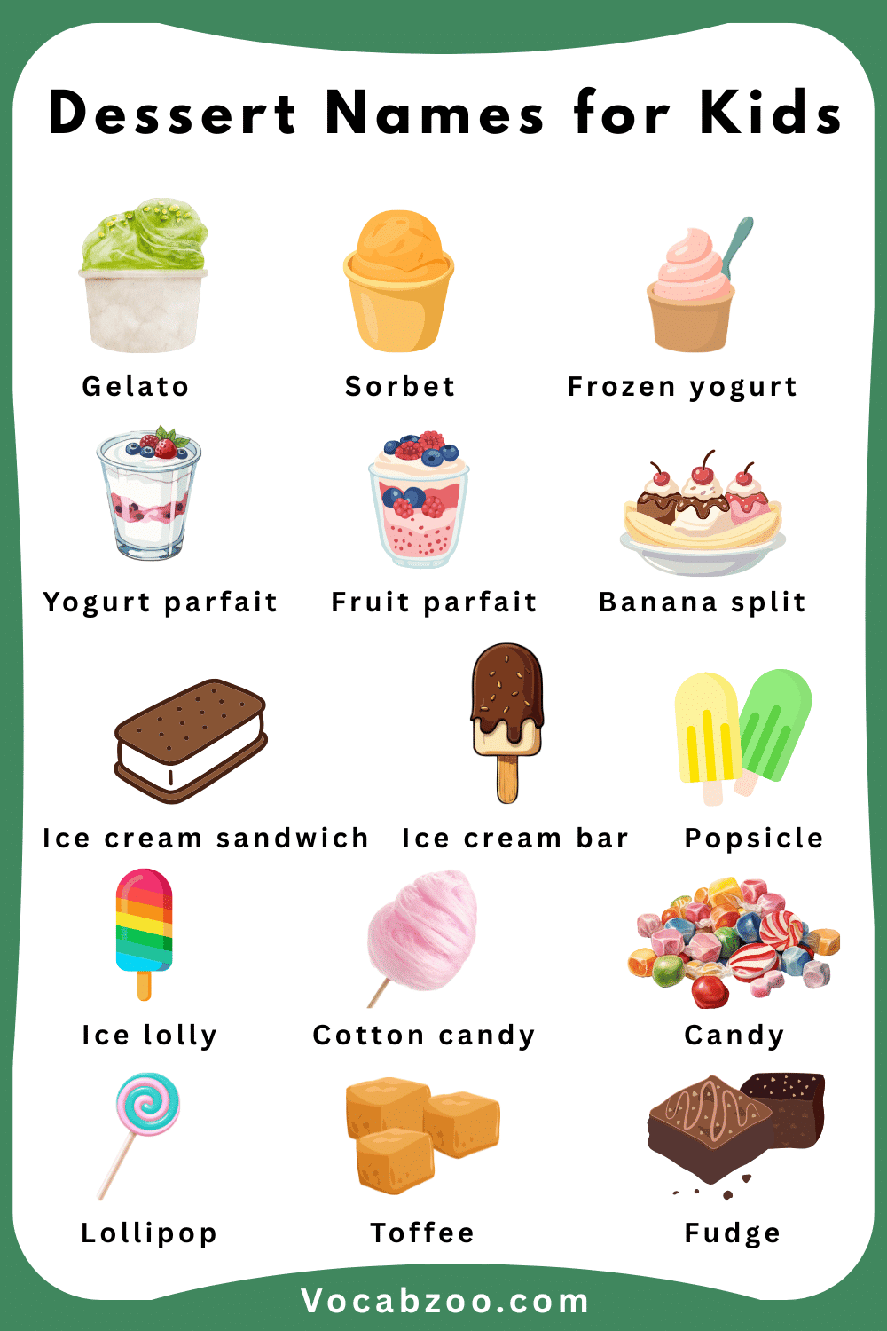 Learn Names of Dessert for Kids with Pictures