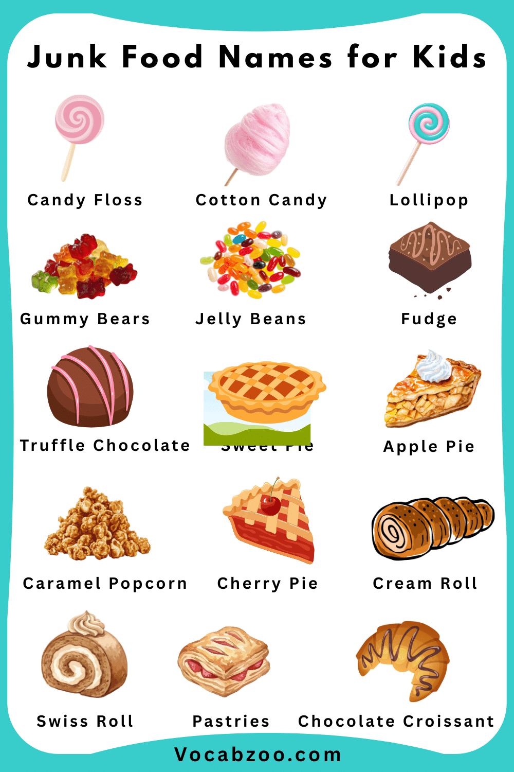 Names of Junk Food for Kids with Pictures