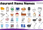 Restaurant Items Names for Kids in English with Pictures