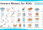 Tableware Names for Kids in English with Pictures