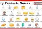 Dairy Products Names for Kids in English with Pictures