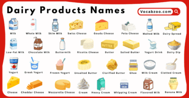 Dairy Products Names for Kids in English with Pictures
