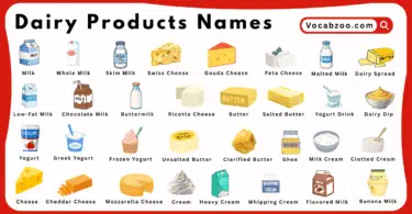 Dairy Products Names for Kids in English with Pictures